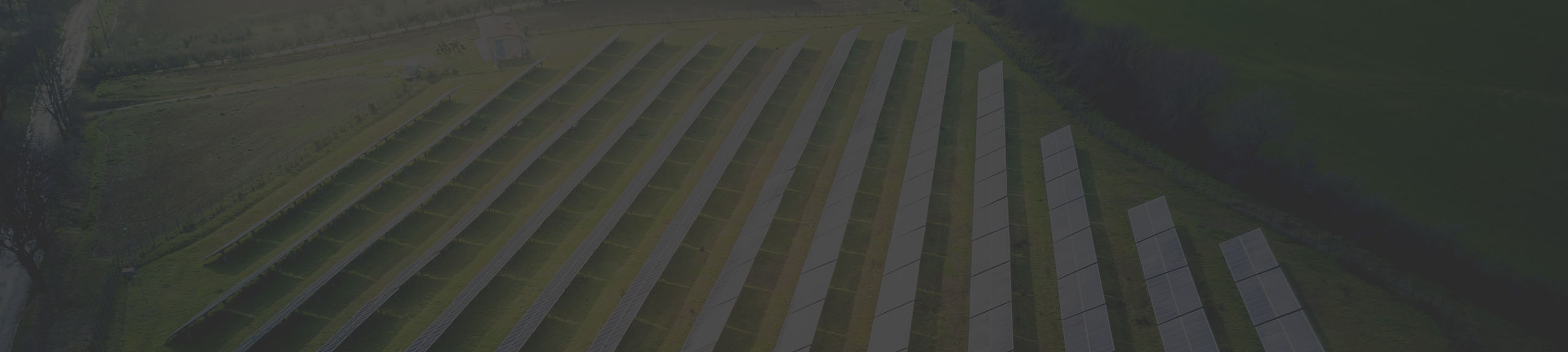 A large green field with rows of silver square solar panels