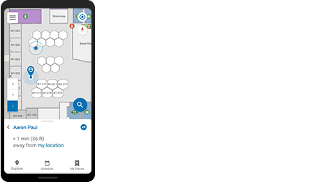 Cell phone showing the peer-to-peer location sharing to enable finding people in motion.