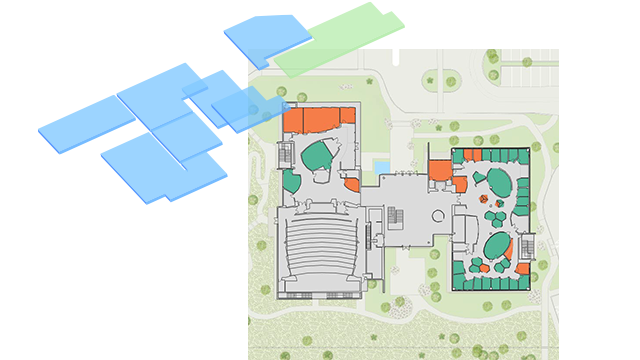Indoor space planning and management map showing office spaces and classifications within a building floor.