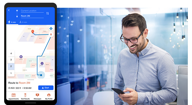 Indoor positioning integrated into a custom-built hospital app