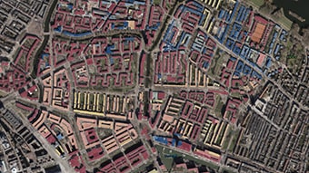 Image satellite avec des zones marquées de différentes couleurs