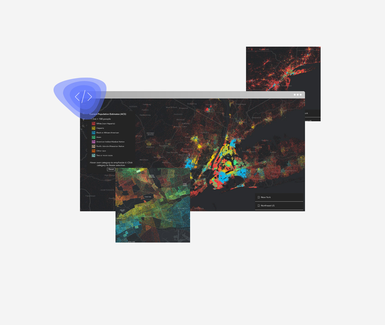  Multicolored map showing current population estimates