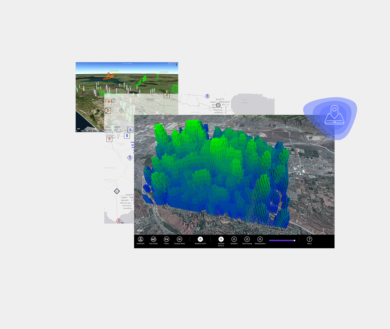 Two computer generated images of terrain