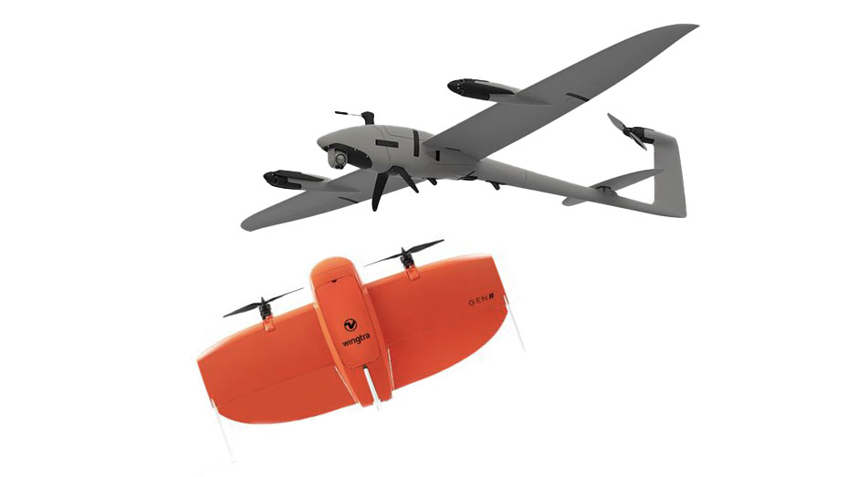 Drone VTOL platforms the WingtraOne Gen II and the Quantum Systems Vector