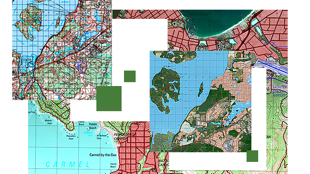 A topographic map created using ArcGIS Defense Mapping. The map displays various geographic features, such as roads, ocean, river, land, and points of interest.