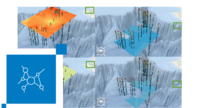 Three different spatial interpolation models showing various data points 