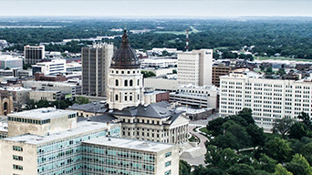 Downtown area with high rise buildings and office buildings
