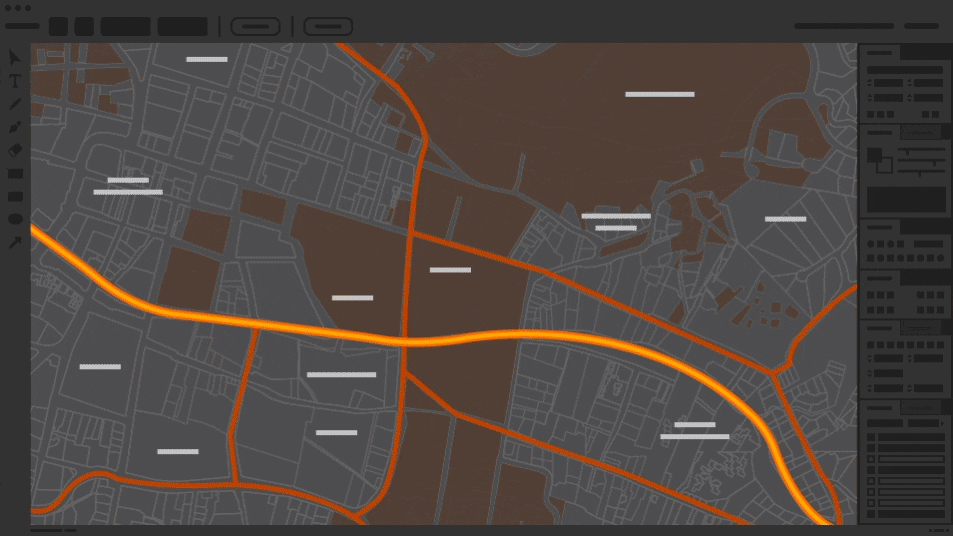 An illustrated demonstration of adding data from a spreadsheet to a map in an Adobe Illustrator window
