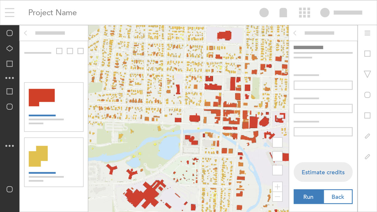 A graphic of the ArcGIS Online credit estimation tool within the interface