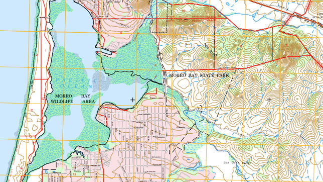 A map of the morro Bay State Park and the Morro Bay Wildlife Area