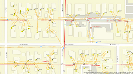 A map of a utility network