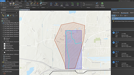 Screenshot showing a Workflow Manager area of interest in ArcGIS Pro shown in dark mode.