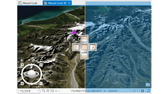 3D scene of Mount Cook with control panel to drag and drop the image