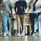 People walking through a modern office in slow exposure