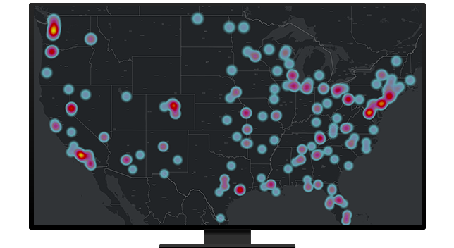 Heat map of the United States