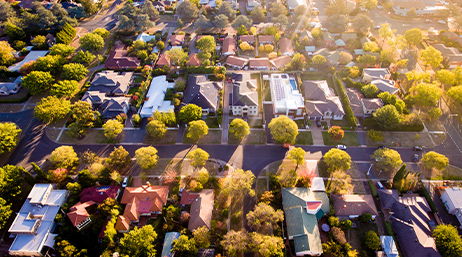 aerial view of a neighborhood