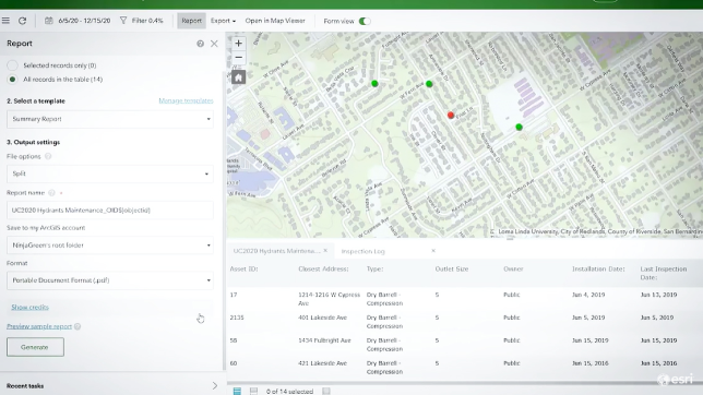 Dashboard with map and natural resource data 