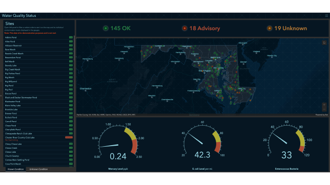 Map of water quality status data