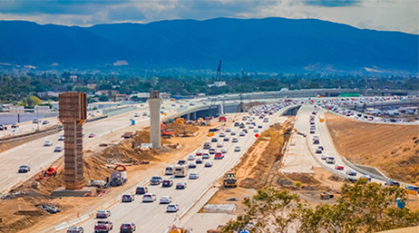 Cars in traffic on a highway