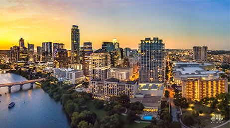 City skyline next to a river