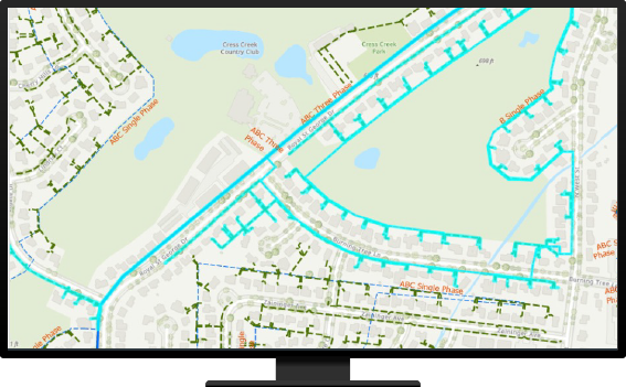 map of electric lines in a neighborhood