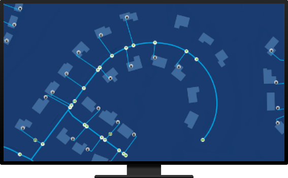 e map with dots on street in front of houses and inside houses