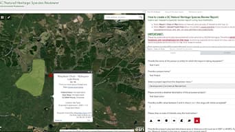 A screenshot of an ArcGIS dashboard with a map on the left and place marker information on the right