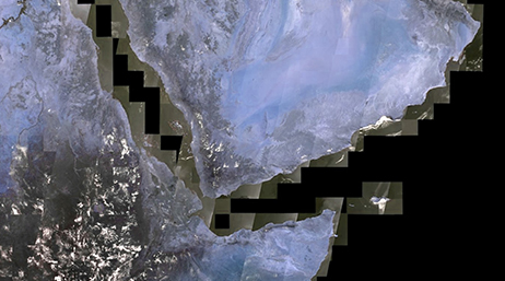 A light purple aerial map in mapping software