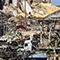 Destroyed structures along a coast