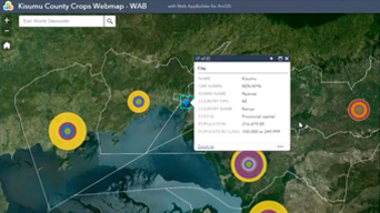 Screen shot of the Kisamu County Crops Web Map