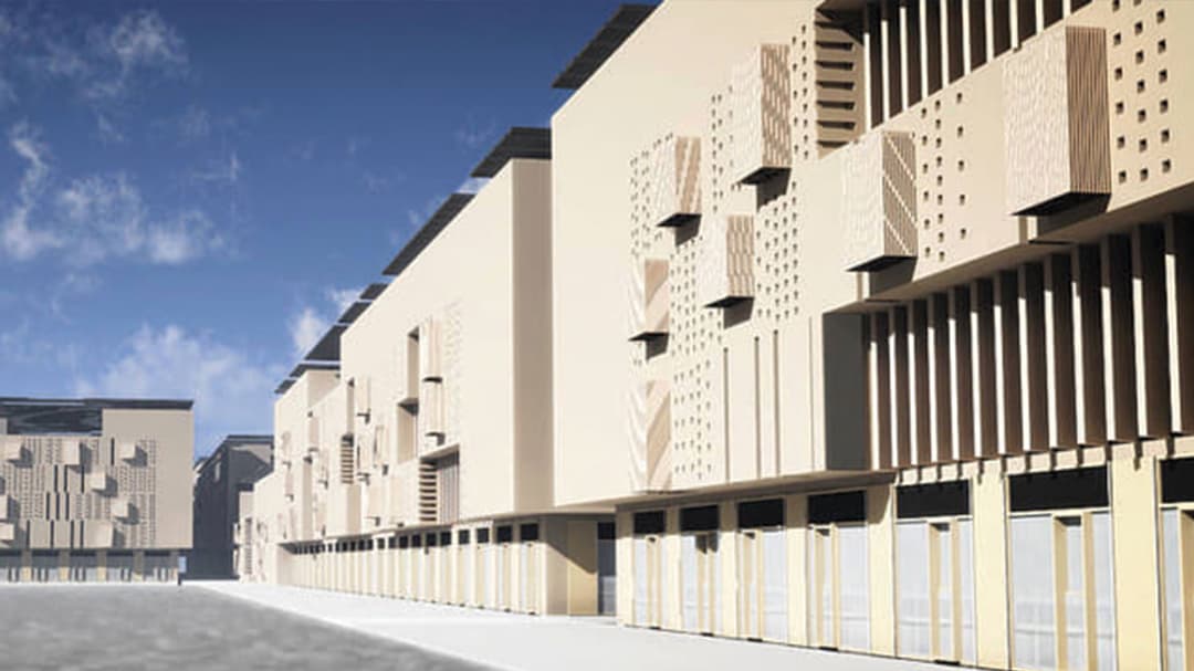 View of buildings from CityEngine rendering
