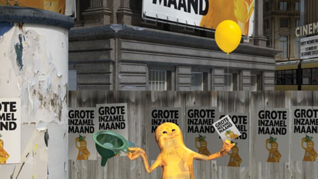 Animated character holding a sign - image pulled from commercial video
