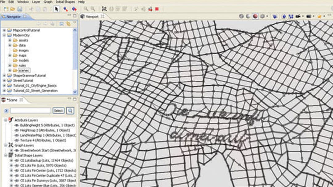 Screenshot from CityEngine software during creation of Prius commercial